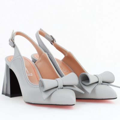 Pantofi Damă Decupați cu Toc Gros Gri mat din Piele Ecologică Nicoletta BS2010-1D2505350