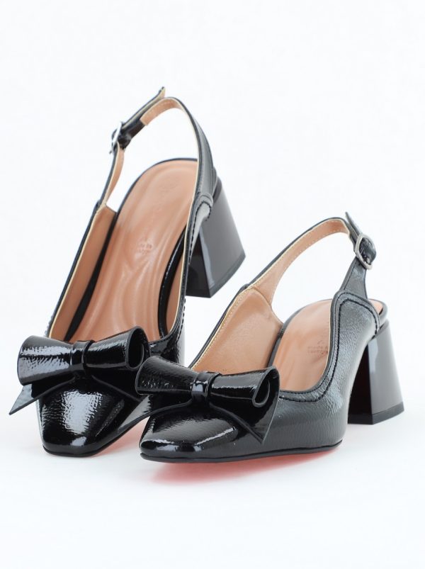 Pantofi Damă Decupați cu Toc Gros Negru lac din Piele Ecologică Nicoletta BS810-1D2505330 119