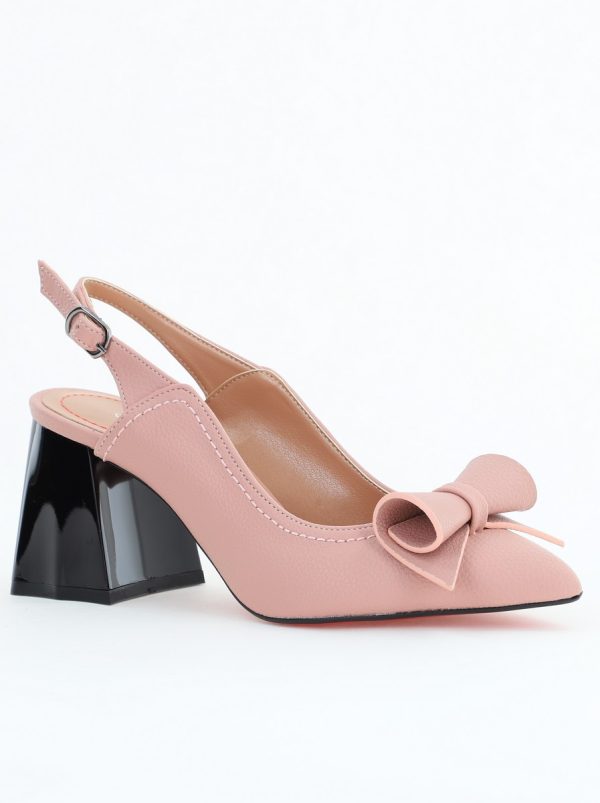 Incaltaminte Dama - Pantofi Damă Decupați cu Toc Gros roz mat din Piele Ecologică Nicoletta BS2010-1D2505346