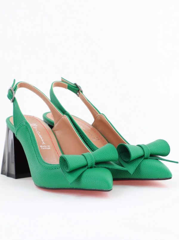 Pantofi Damă Decupați cu Toc Gros Verde mat din Piele Ecologică Nicoletta BS2010-1D2505352 119