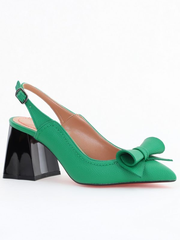 Incaltaminte Dama - Pantofi Damă Decupați cu Toc Gros Verde mat din Piele Ecologică Nicoletta BS2010-1D2505352