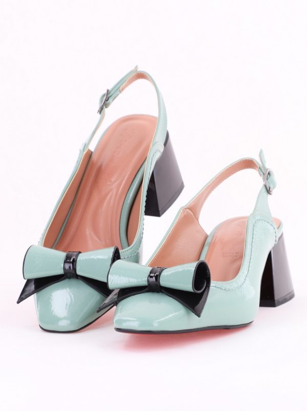 Pantofi Damă Decupați cu Toc Gros Verde mentă lac din Piele Ecologică Nicoletta BS810-1D2505329 119