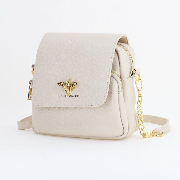 Geanta Crossbody Piele Naturala - Poșetă damă casual din piele Naturală Bej Laura Biaggi BS247JS2505904